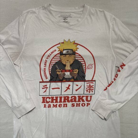 Naruto T Shirt Mens XL Ichiraku Ramen Shop Anime White Long Sleeve - Picture 1 of 4